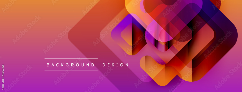 Poster abstract geometric layers create vibrant gradient effect. modern design elements suggest depth, text