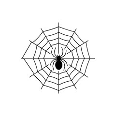 Obraz premium A spider in a web isolated on white background for halloween design