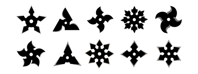 Stars weapon tool icon set. Japanese ninja shuriken icon Vector illustration.