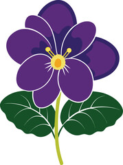 African Violet  silhouette vector on a white background 