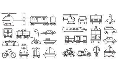 Transportation Vehicle Clipart Bundle – Cars, Bikes, Trucks, Planes & Boats Icons