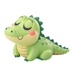 Naklejka premium Cute cartoon green alligator plush toy isolated on transparent background isolated on white background