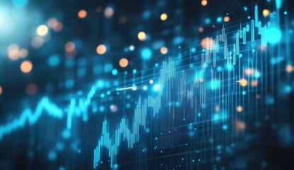 Abstract financial chart with glowing data points
