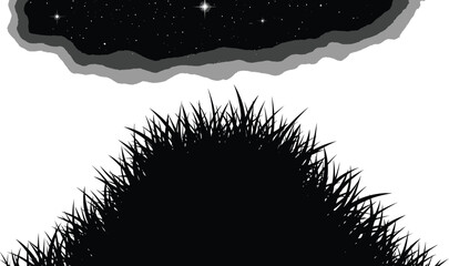 A silhouette of grass against a starry night sky creates a serene and mysterious atmosphere, perfect for conveying themes of nature, tranquility, and the beauty of the cosmos.