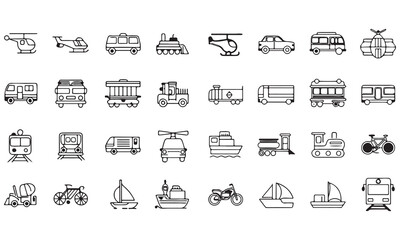 Transportation Vehicle Clipart Bundle – Cars, Bikes, Trucks, Planes & Boats Icons