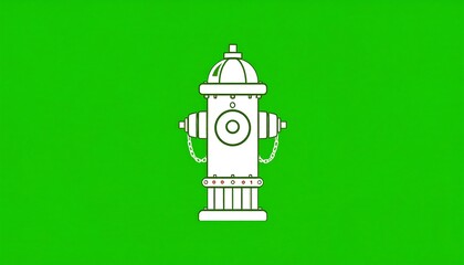 Simple white fire hydrant graphic on a solid green background