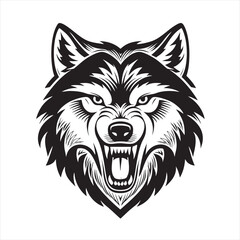 Aggressive Wolf Head Frontal Graphic Art