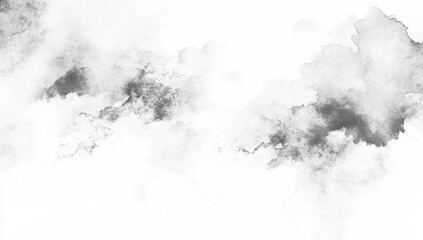 Gray watercolor cloudscapes on white