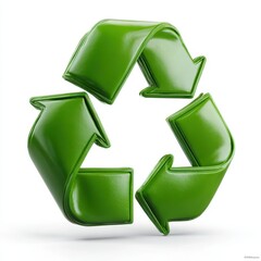 Green recycling symbol isolated on white background