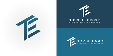 Modern initial TE logo for Technology and IT features a clean geometric design that symbolically represents innovation and forward-thinking solutions, making it an excellent choice for a tech company.
