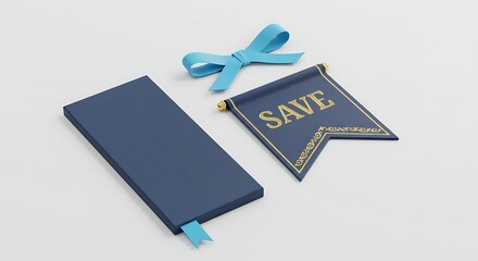 Bookmark flag with ribbon save animation effect
