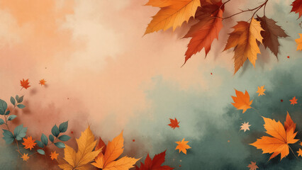 Artistic Autumn Leaves: Abstract composition of colorful leaves on soft background