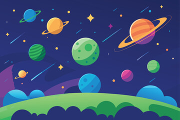 Obraz premium seamless pattern with planets and stars