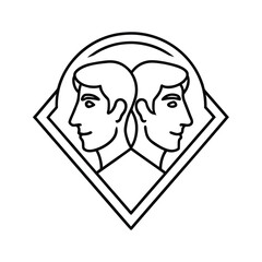 two man head handdrawing logo