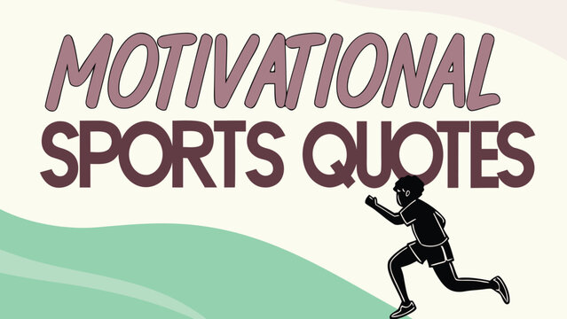 Illustration featuring motivational sports quotes with a runner on a green and cream background design