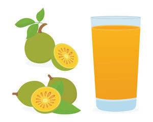 Bael Food And Bael Juice Vector Icon Design