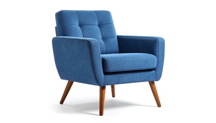 Naklejka premium Mid-century modern armchair in a deep blue hue