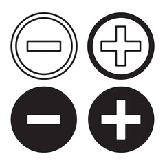 Visual Representation of Mathematical Operations A Set of Plus and Minus Symbols in Different Styles and Presentations