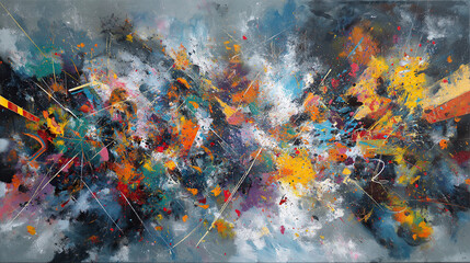 Fototapeta premium Abstract representation of Mahabharata war, chaos and emotion on canvas