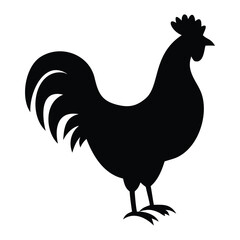 Black silhouette of a rooster standing proudly