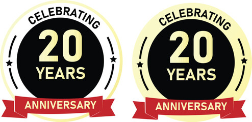 20 Years Commemorative Anniversary Labels for Events and Businesses
