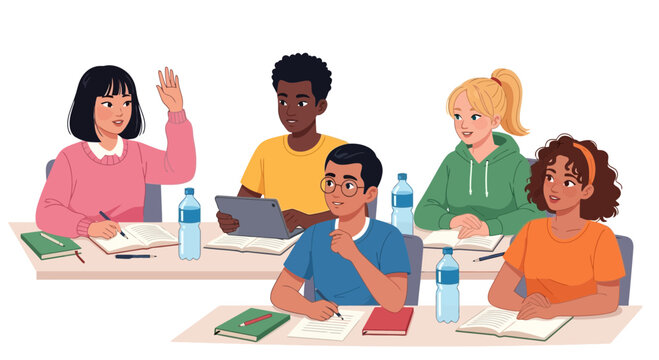 Diverse students actively learning in classroom creating a dynamic educational atmosphere