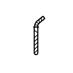 Straw illustration with a twisted design and simple outline on white background

