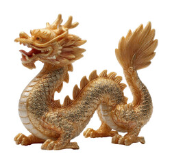 Obraz premium Golden dragon sculpture gallery decorative object elegant environment view cultural symbolism isolated on transparent background