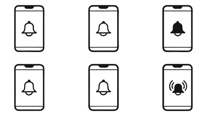 Smartphone network Set of cases in different illustrations in various perspectives displaying app icons and notifications