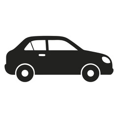 Fototapeta premium Black silhouette of a car isolated on white background