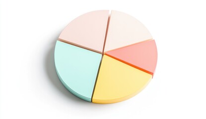 Fototapeta premium Pastel pie chart, 5 segments