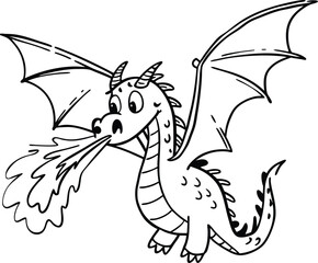 Cute Dragon Coloring Book Page Illustration  t-shirt design, t-shirt logo