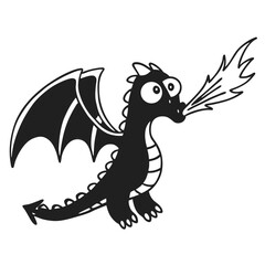 Cute Cartoon Dragon Breathing Fire Illustration, t-shirt design, t-shirt logo

