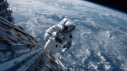 Astronaut outside space station