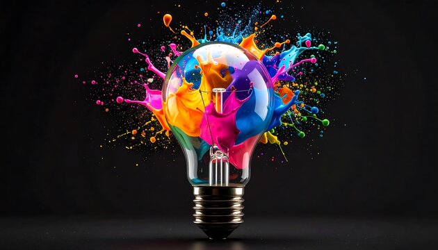 Colorful light bulb explosion
