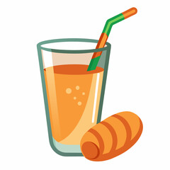 glass of orange juice and croissant