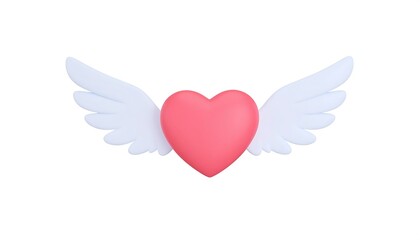 A stylized heart with cartoon wings
