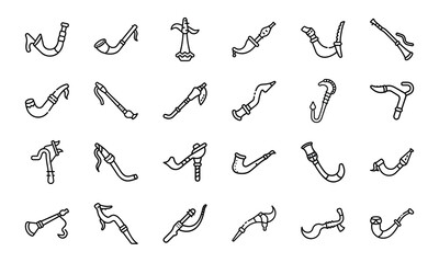 Dutchmans Pipe Creeper Icon Silhouettes Unique Black Line Art Pipe Like Vine Designs On White Background Ideal For Botanical Branding Ethnobotanical Illustrations Exotic Plant Logos And 