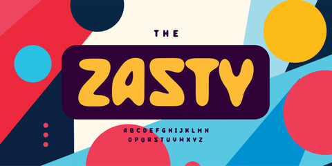 Colorful abstract alphabet, bold playful letters, rounded tribal font with vibrant display feel, creative logo branding, modern poster headline, artistic typographic identity. Vector typeset.