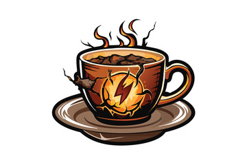 Steaming Coffee Cup Esports Logo for T-shirts & Cafe Branding - Hot Drink Mascot
