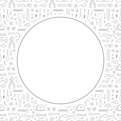 construction frame. doodle construction tool circle frame. hand drawn construction frame background. construction tool background