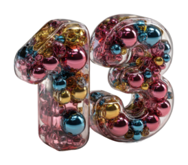 Creative decorative number 13 display home bright artistic isolated on transparent background