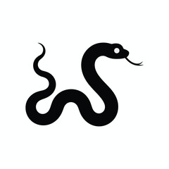 Silhouette of Snake with Curved Body and Tongue Out, Isolated Vector Illustration for Wildlife, Nature, Reptile, Animal, Logo, and Design Projects