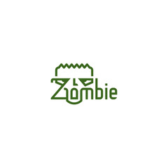 Zombie face text logo design.