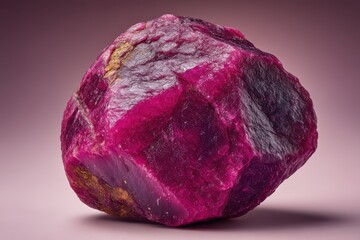 Fototapeta premium Vibrant Pink Gemstone with Glittering Crystals on Purple Background