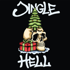 Christmas Skull for streetwear illustration