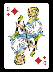 Queen of Diamonds playing card - Classic design.
