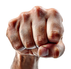 Naklejka premium Dynamic fist clenching action strength concept isolated on transparent background