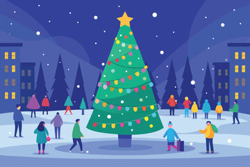 christmas tree with snowman