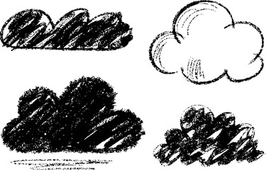 Black chalk drawn clouds drawing weather